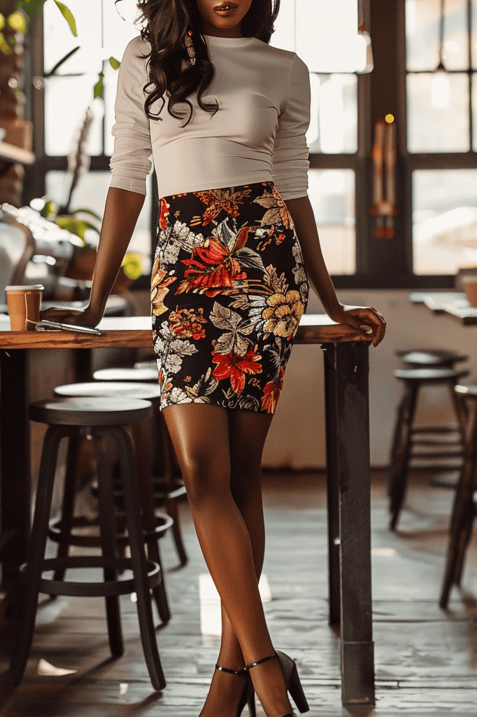 Floral pencil skirt outfits