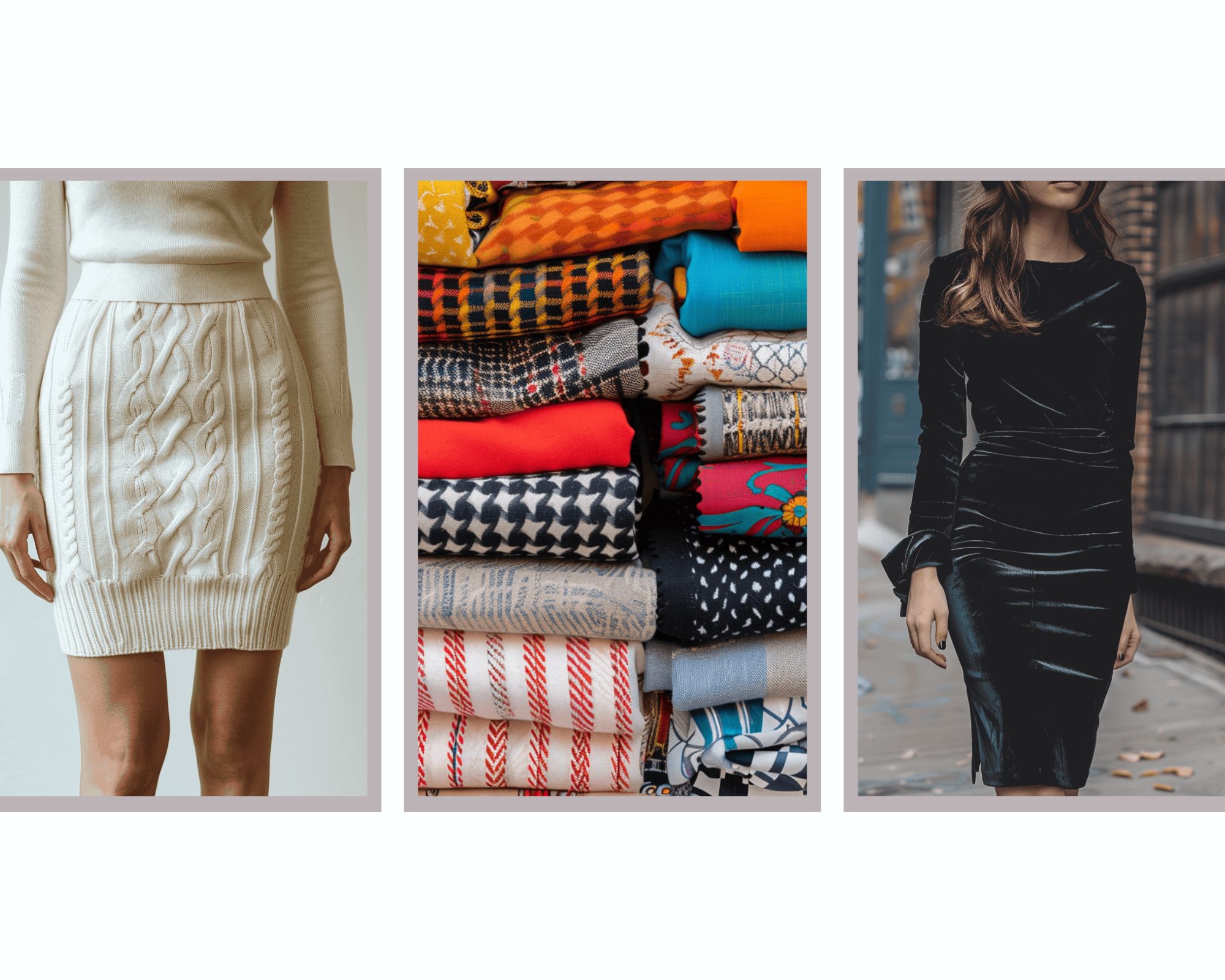Image showing different types of fabrics for pencil skirts