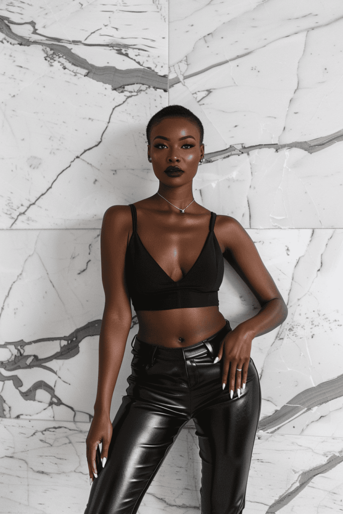 Tops to wear with black leather pants online
