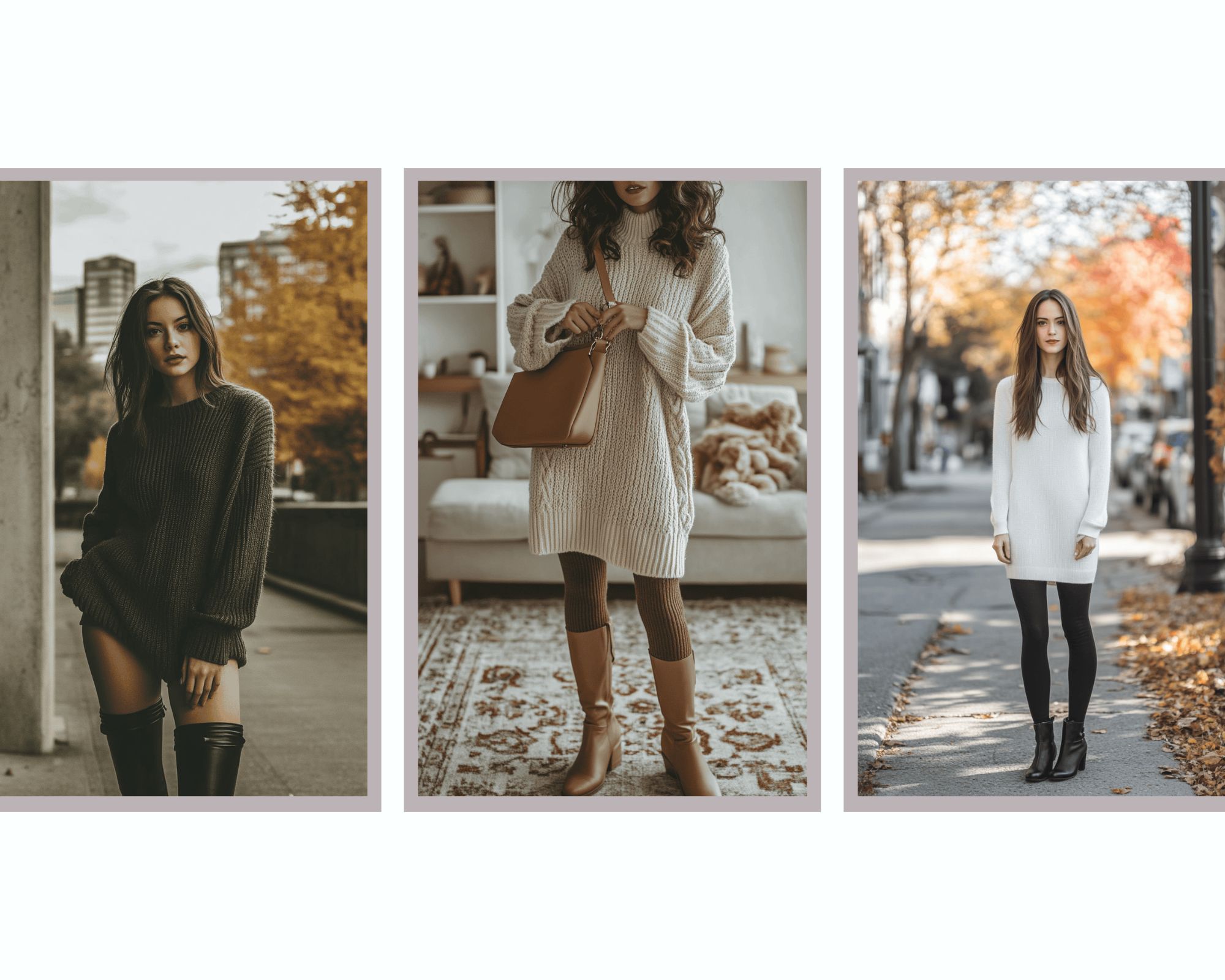 Image showing 3 women with different types of sweater dress outfits